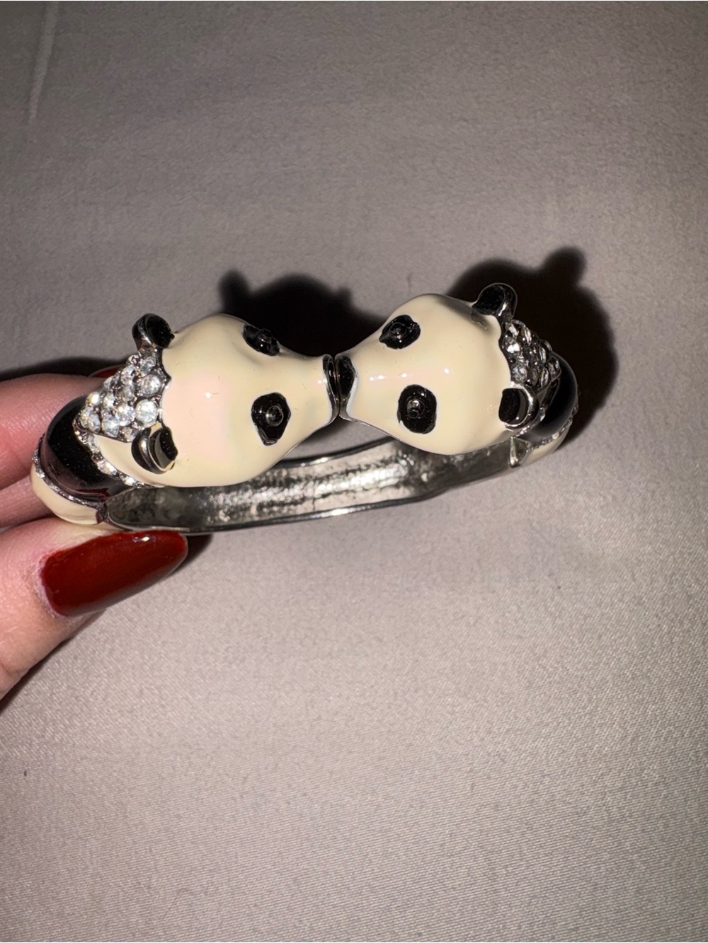 Panda-Accented Cream and Black Bangle Watch